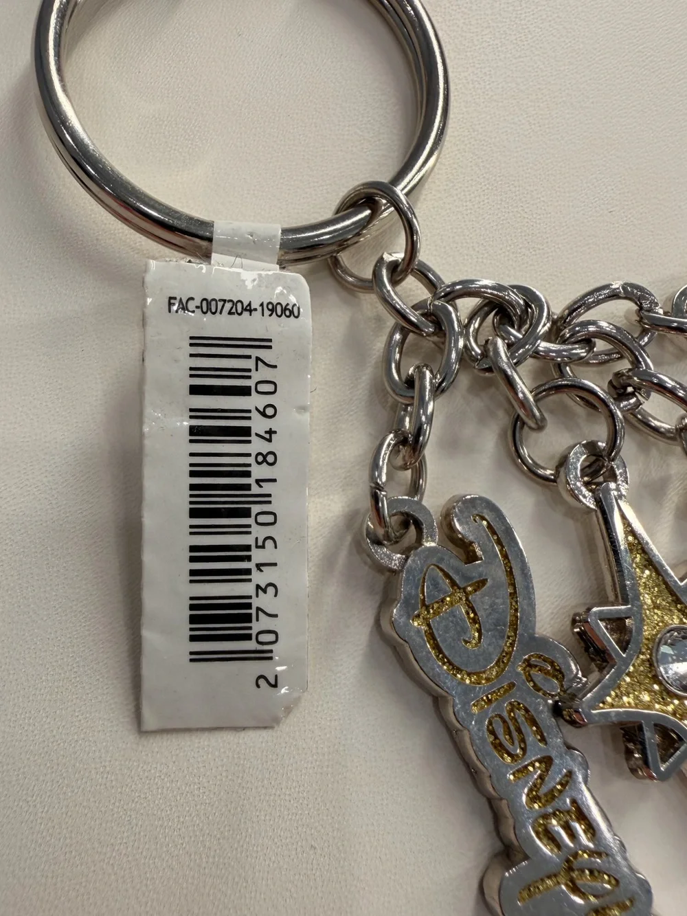 NWT Disneyland Paris Keychain Tinkerbell Sleeping Beauty Castle Gold Glitter